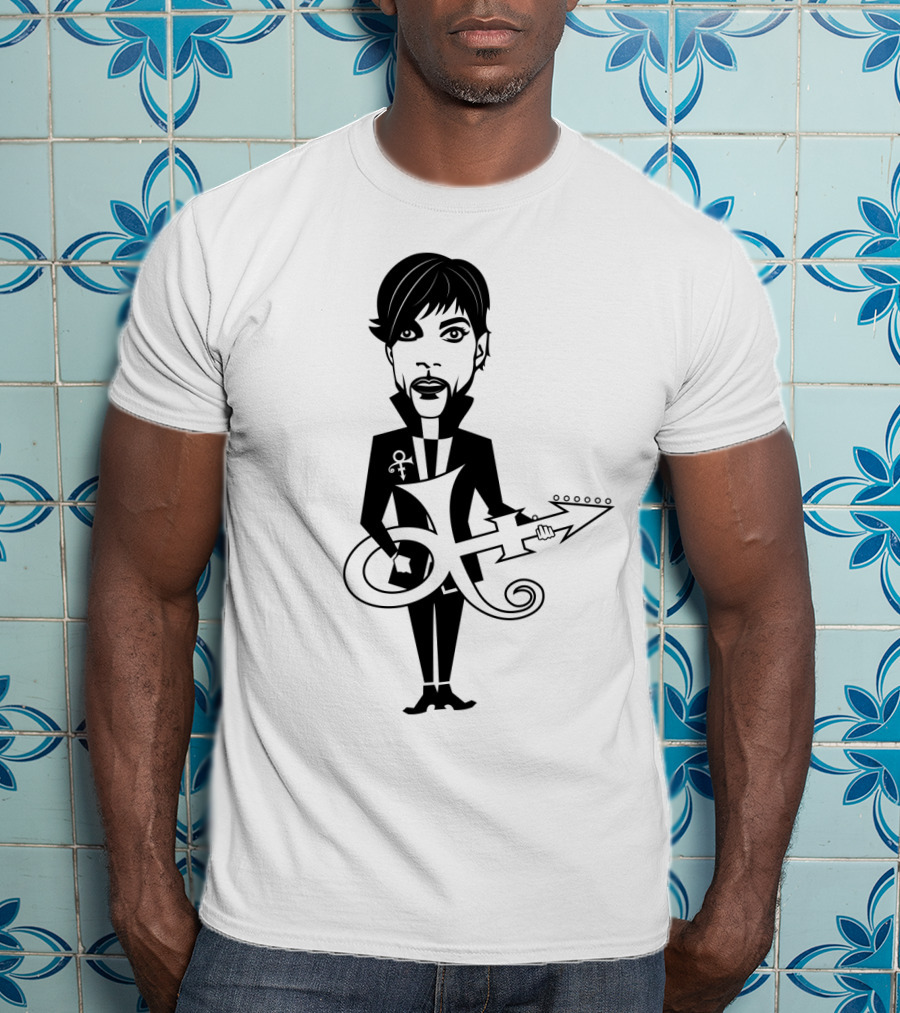 Pr 17 Prince Symbol With Guitar Caricature T-Shirt