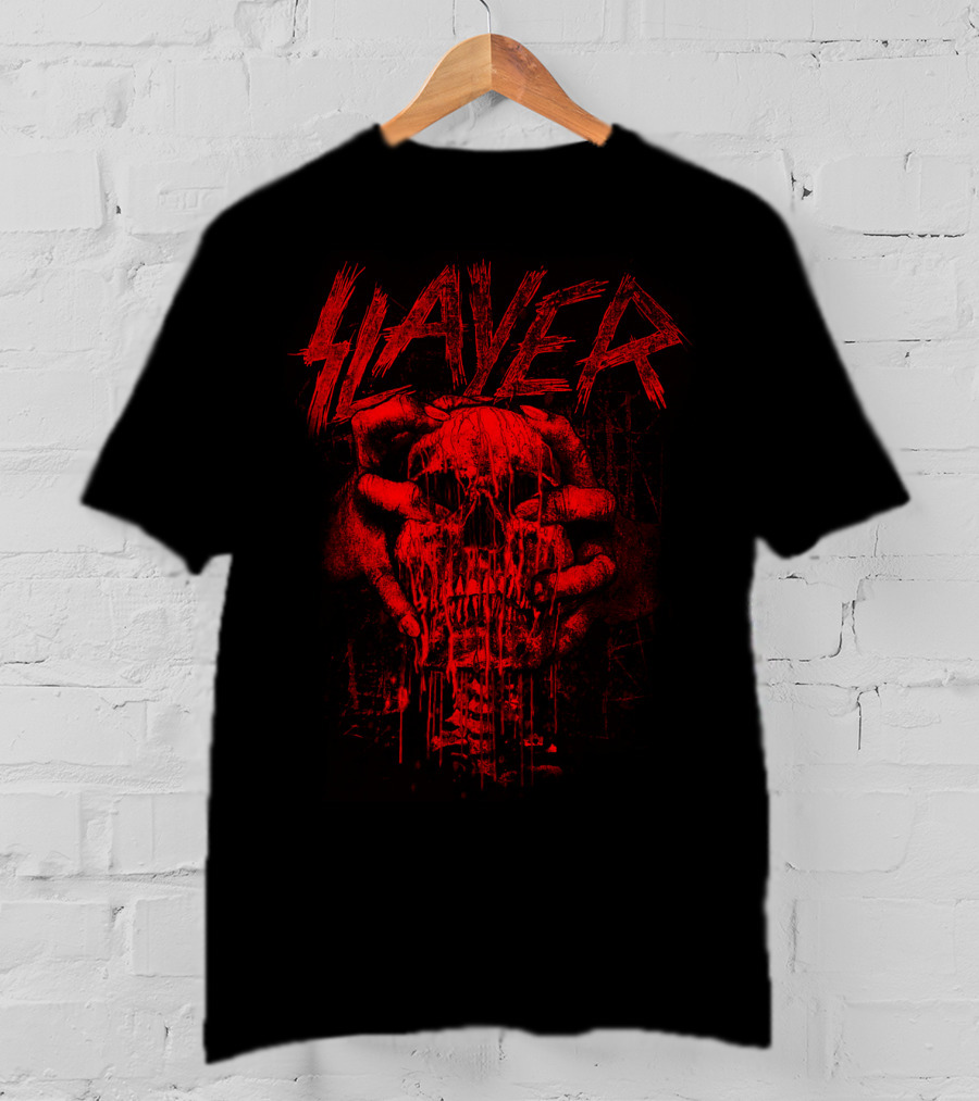 Slayer Red Skull With Hands Gripping Face T-Shirt
