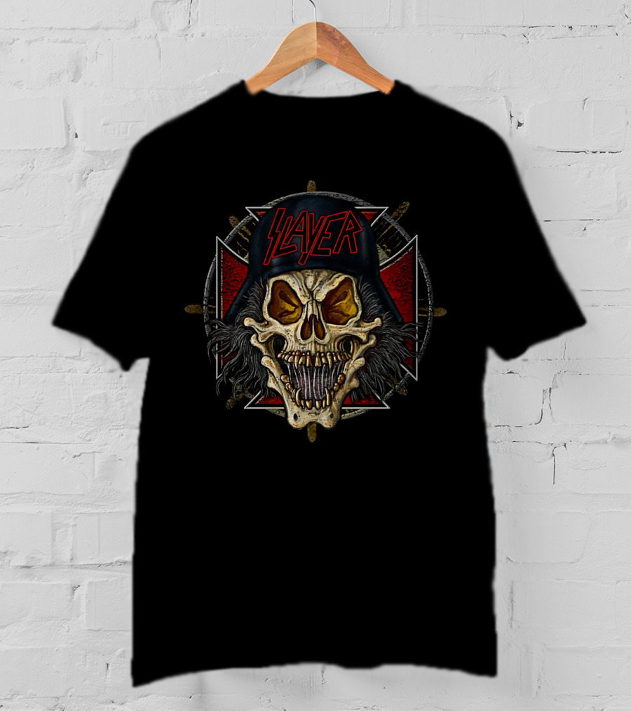 Slayer Skull With Red Pentagram Elements T-Shirt
