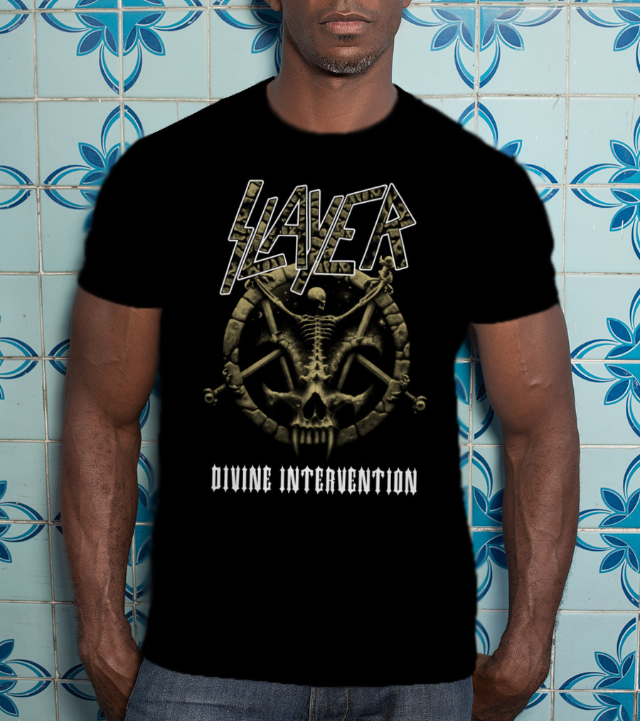 Slayer Divine Intervention Skeleton Pentagram T-Shirt