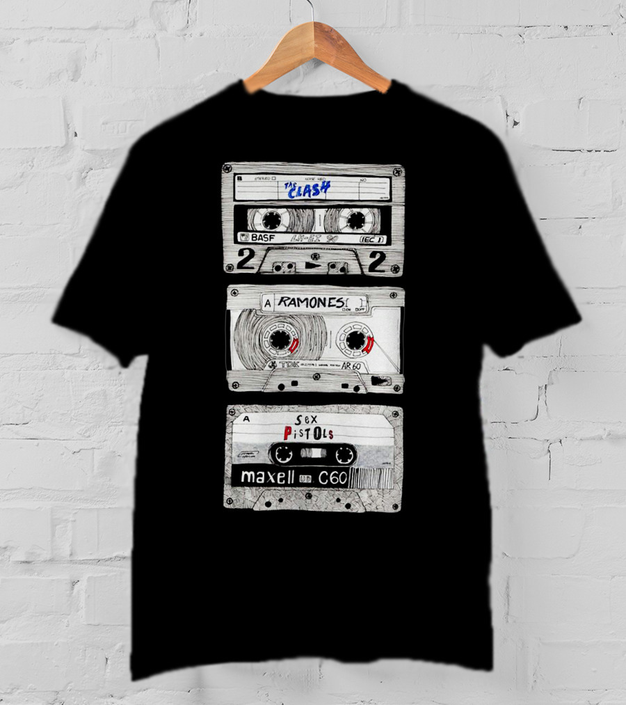 The Clash Ramones Sex Pistols Cassette Tapes Retro Music Icons T-Shirt