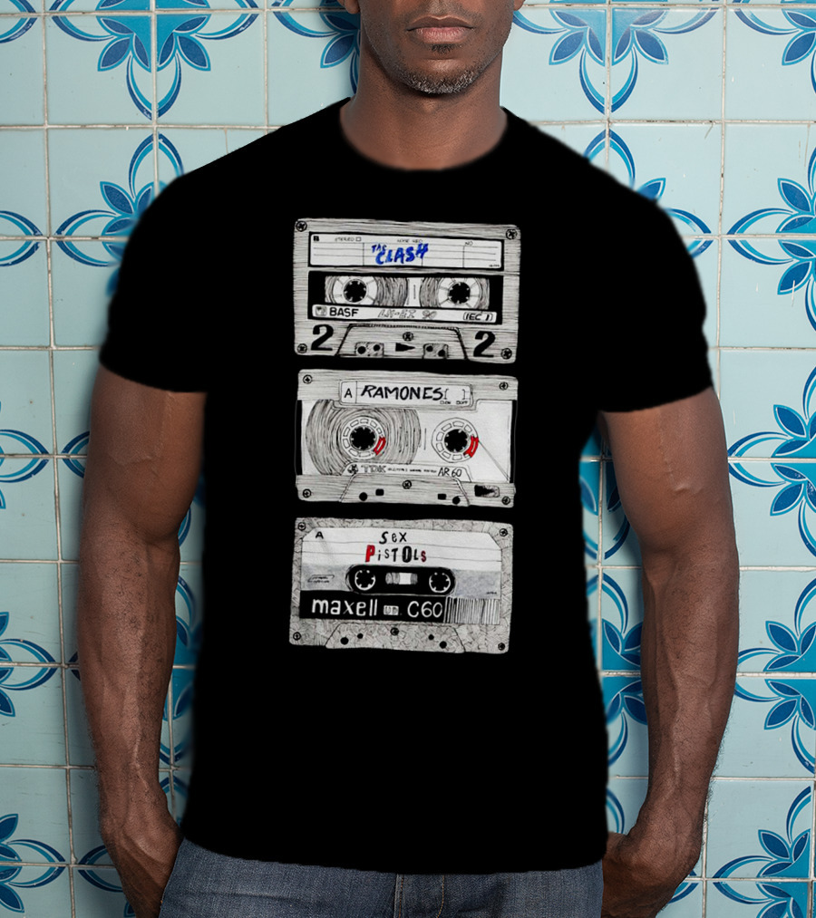 The Clash Ramones Sex Pistols Cassette Tapes Retro Music Icons T-Shirt