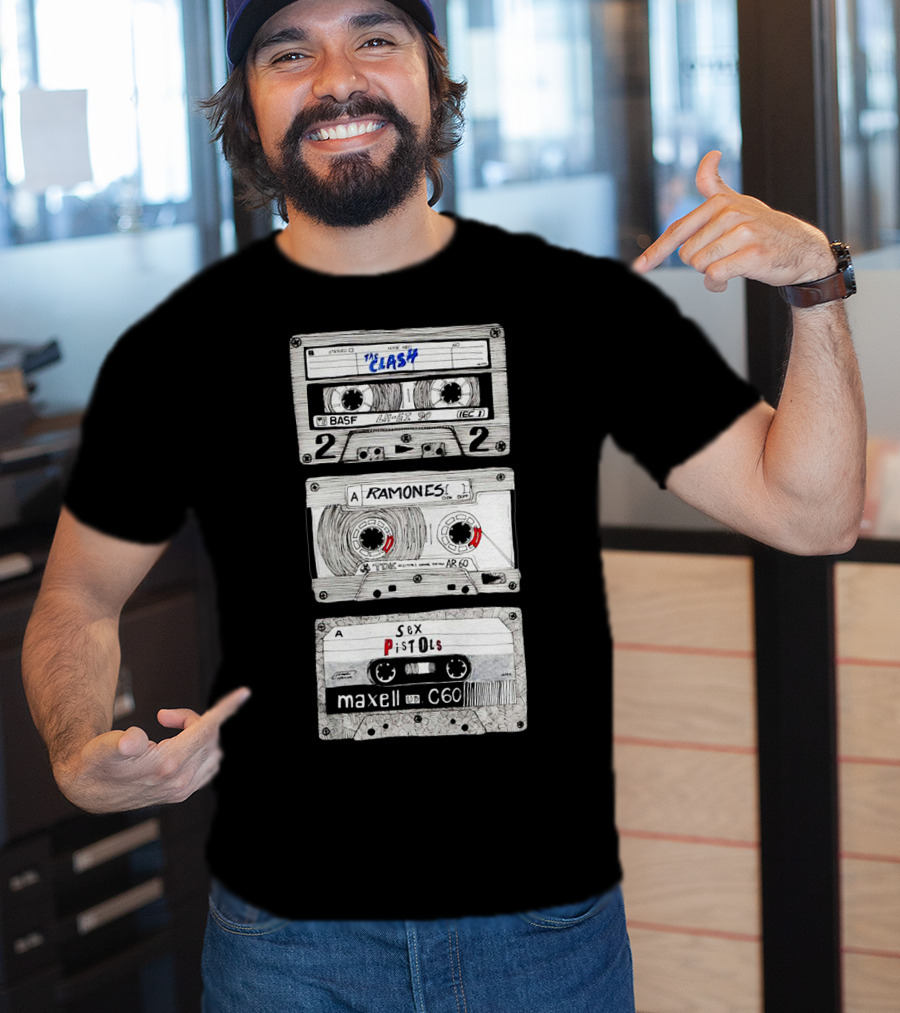 The Clash Ramones Sex Pistols Cassette Tapes Retro Music Icons T-Shirt