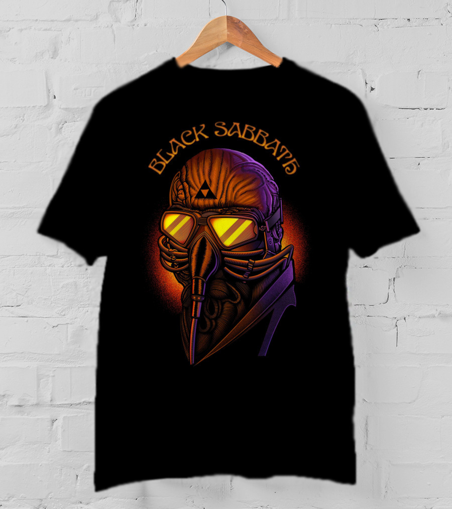 Black Sabbath Futuristic Pilot Helmet With Triangular Markings T-Shirt