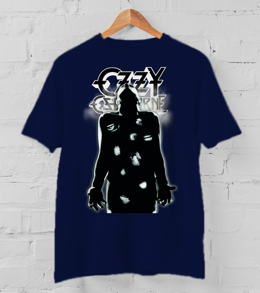 Ozzy Osbourne Black Silhouette With Logos And Light Effects T-Shirt