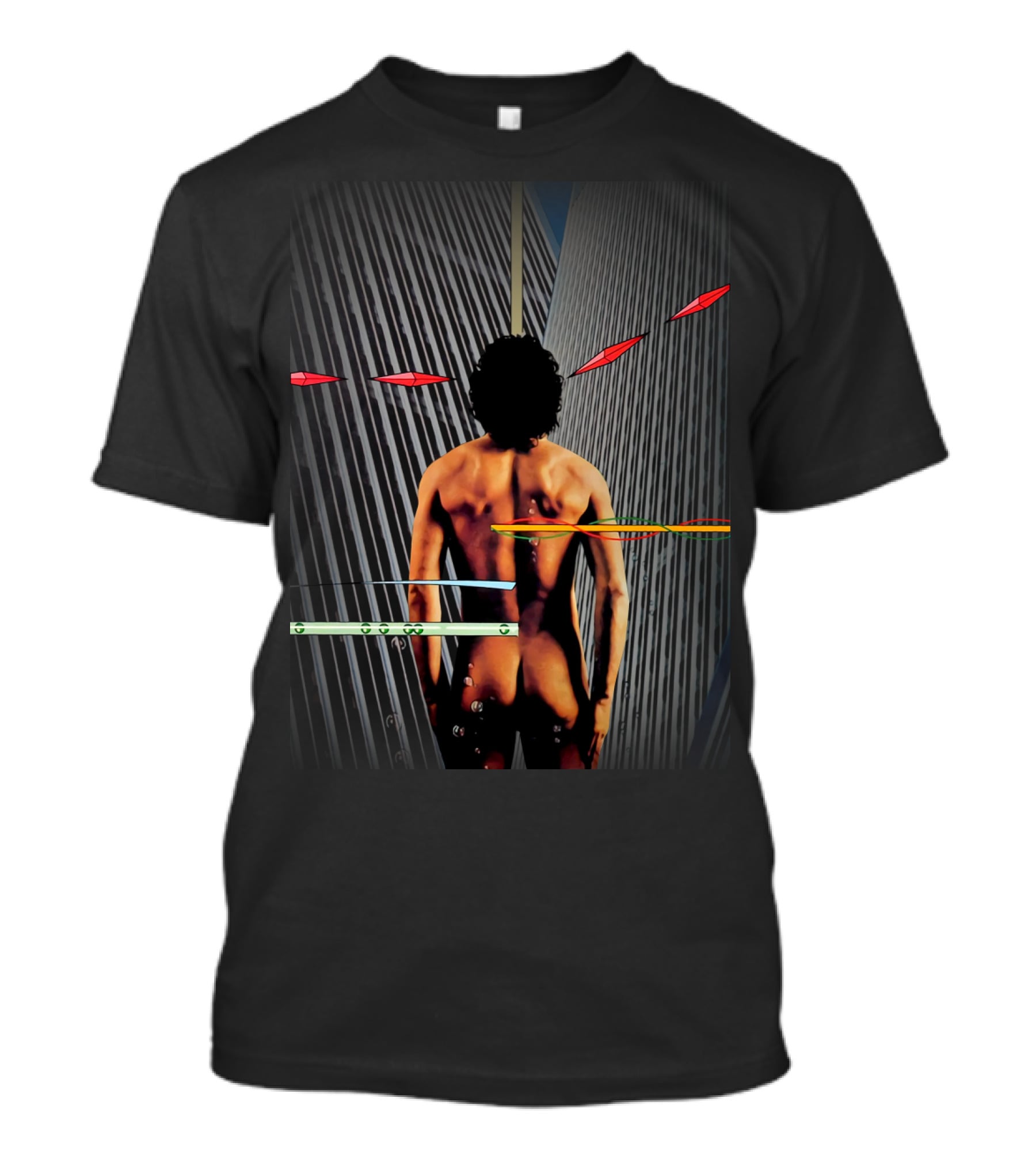 Twin Towers Back View With Abstract Elements T-Shirt