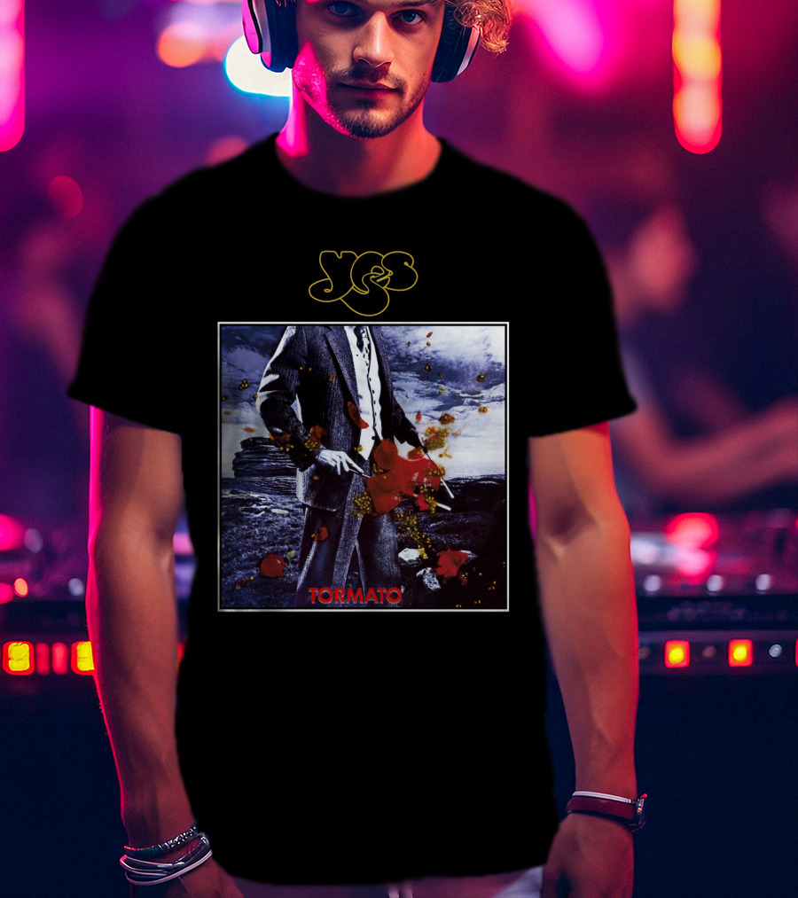 Yes Tormato Album Cover Art With Suit And Tornado T-Shirt