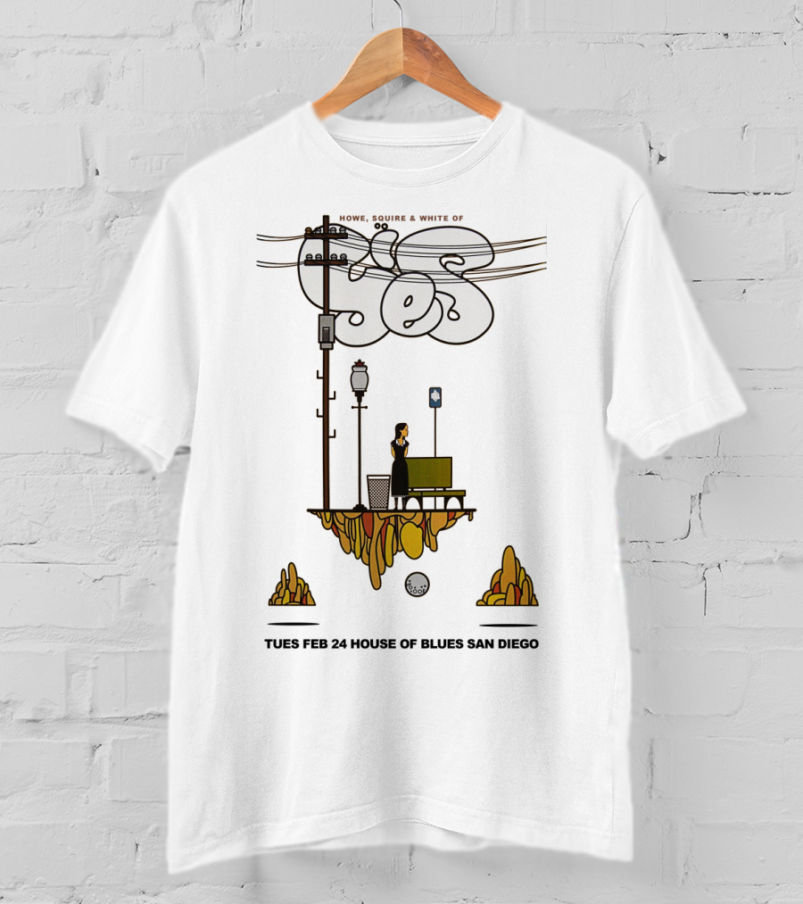 Howe Squire White Of Yes Tues Feb 24 House Of Blues San Diego T-Shirt