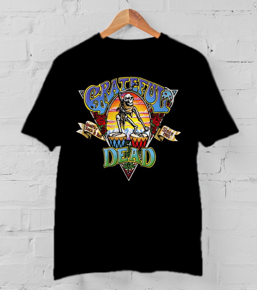 Grateful Dead Quality Rock And Roll Since 1965 Skeleton And Drums T-Shirt