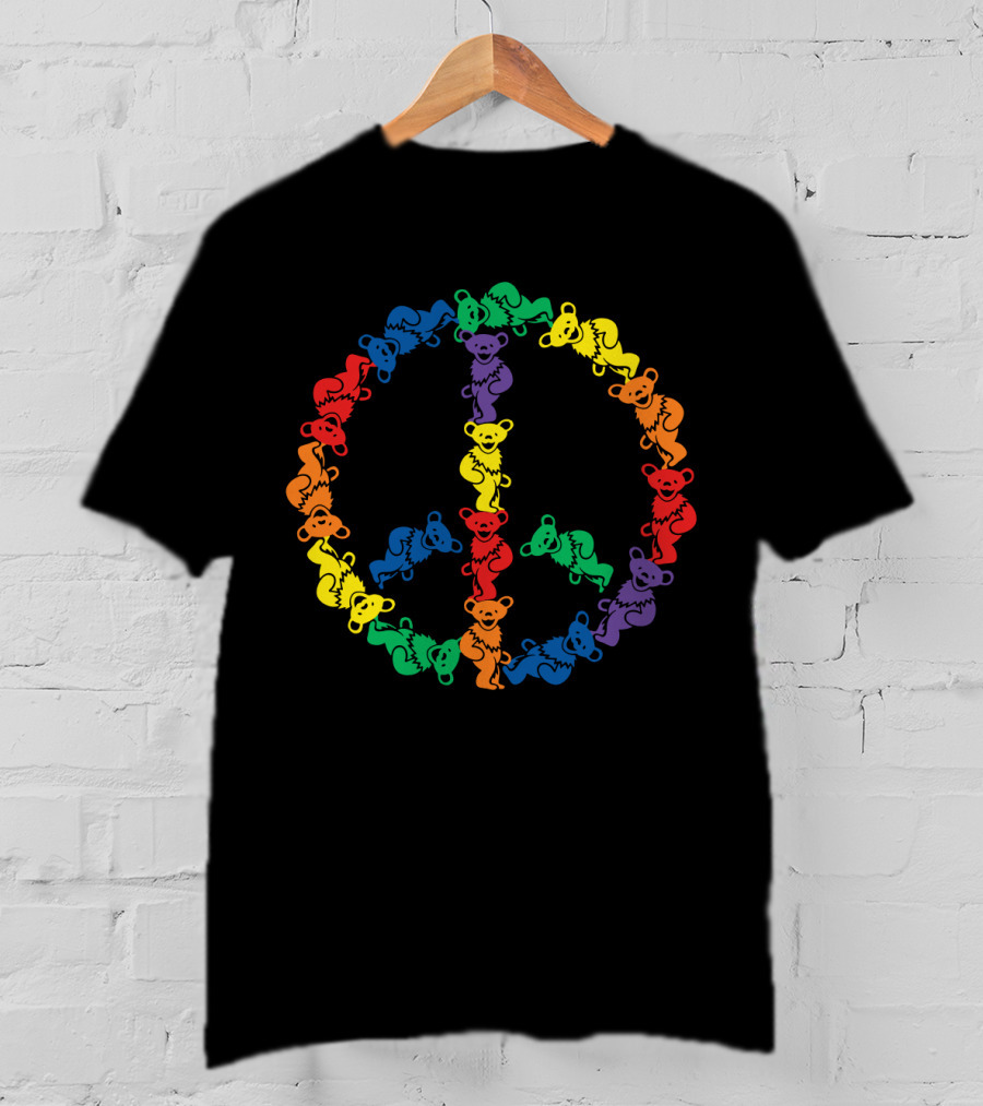 Grateful Dead Rainbow Dancing Bears Peace Sign T-Shirt