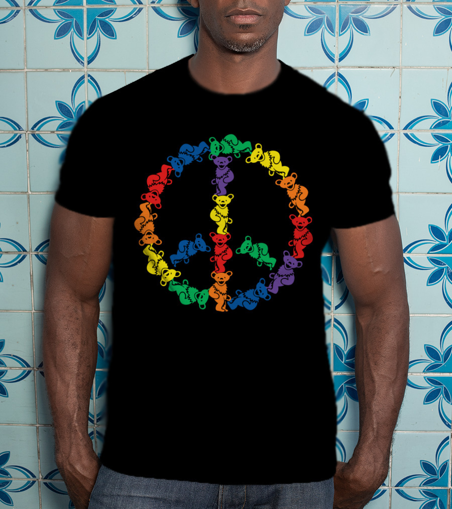 Grateful Dead Rainbow Dancing Bears Peace Sign T-Shirt