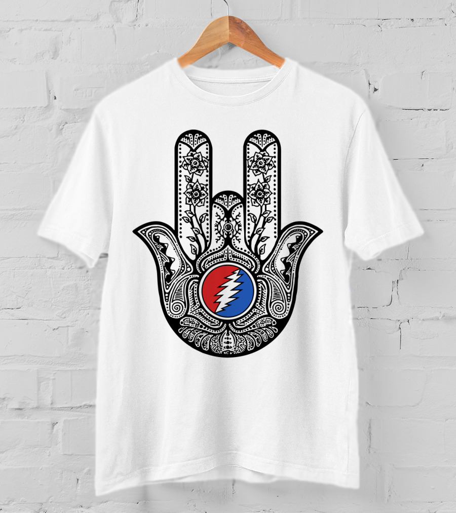Grateful Dead Steal Your Face Hamsa Hand Art T-Shirt