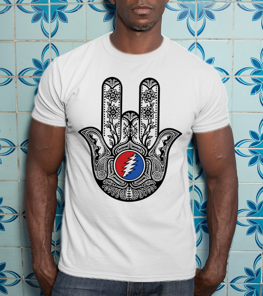 Grateful Dead Steal Your Face Hamsa Hand Art T-Shirt