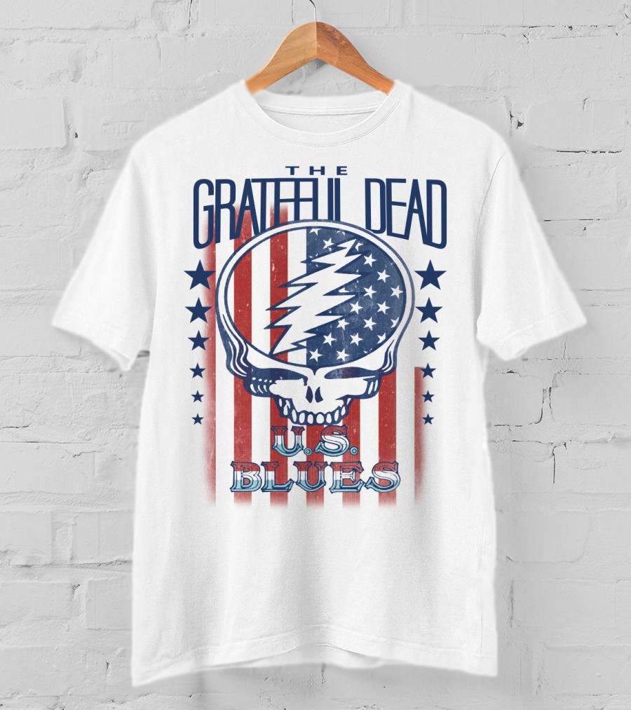 The Grateful Dead U.s. Blues Skull Lightning Bolt Stars And Stripes T-Shirt