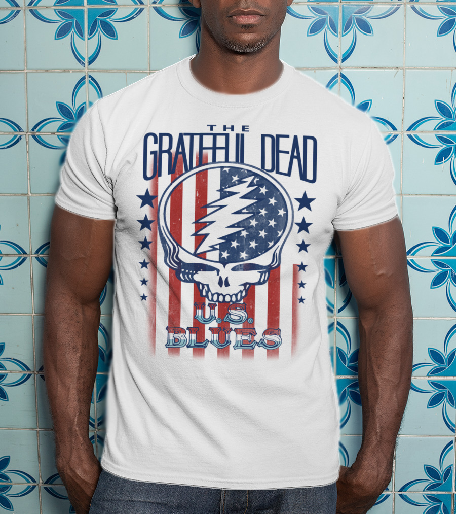 The Grateful Dead U.s. Blues Skull Lightning Bolt Stars And Stripes T-Shirt