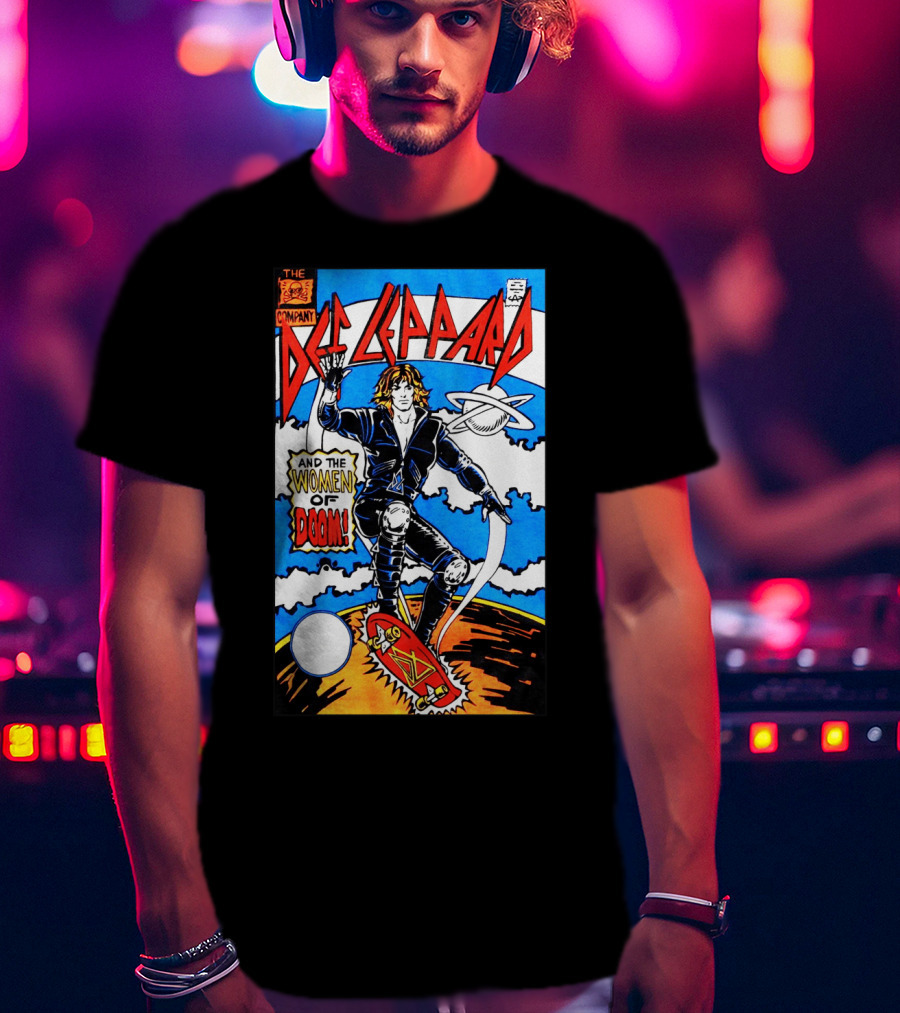 Def Leppard And The Women Of Doom Comic Style Artwork T-Shirt
