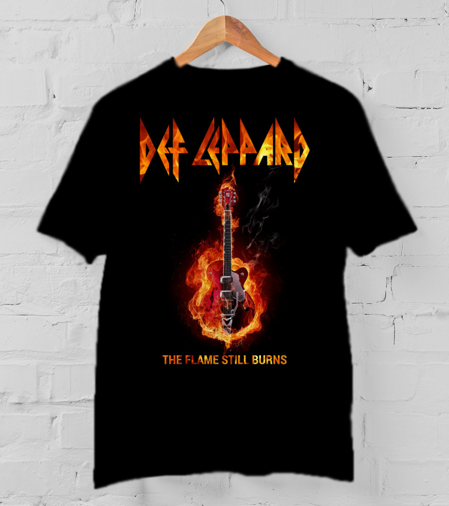 Def Leppard The Flame Still Burns Guitar Fire T-Shirt