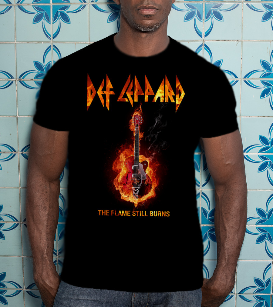 Def Leppard The Flame Still Burns Guitar Fire T-Shirt