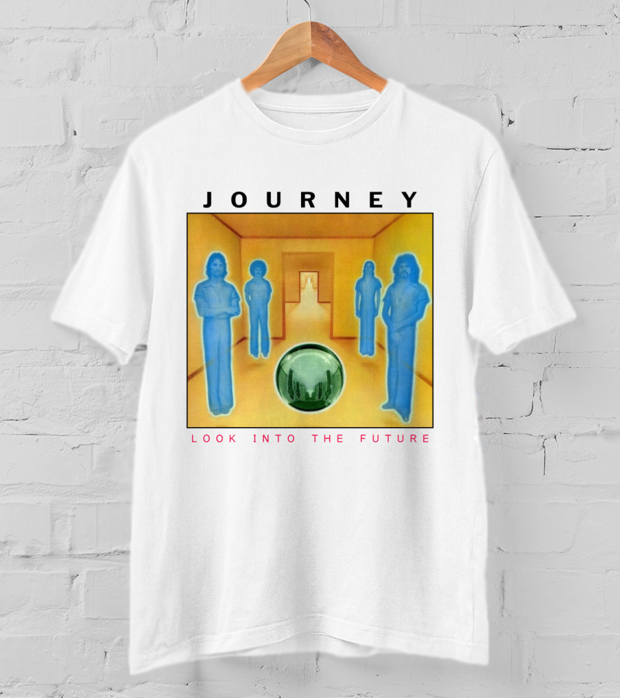 JOURNEY Look Into The Future Album Art With Blue Figures And Globe T-Shirt