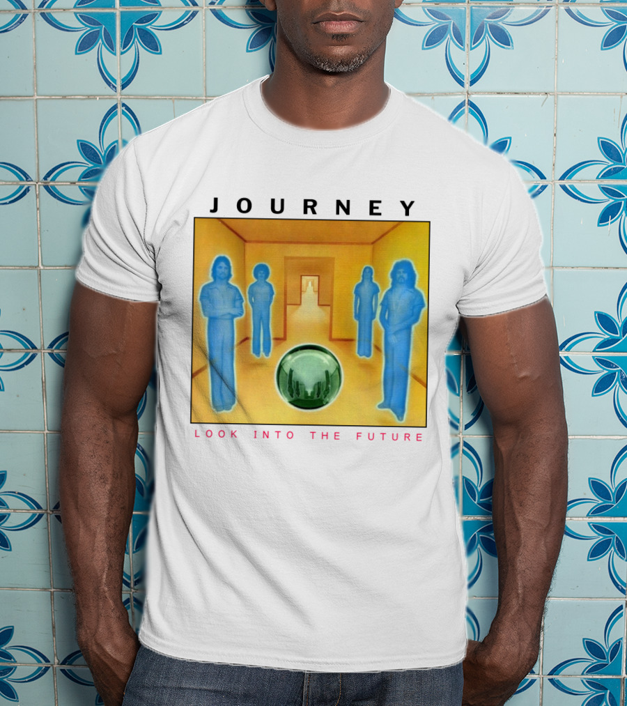 JOURNEY Look Into The Future Album Art With Blue Figures And Globe T-Shirt