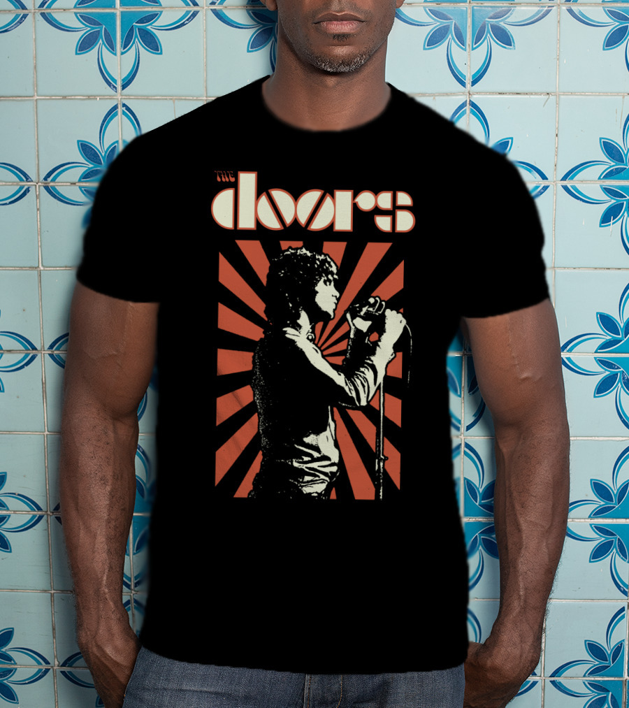 The Doors Vintage Concert Style Design With Singer And Microphone T-Shirt