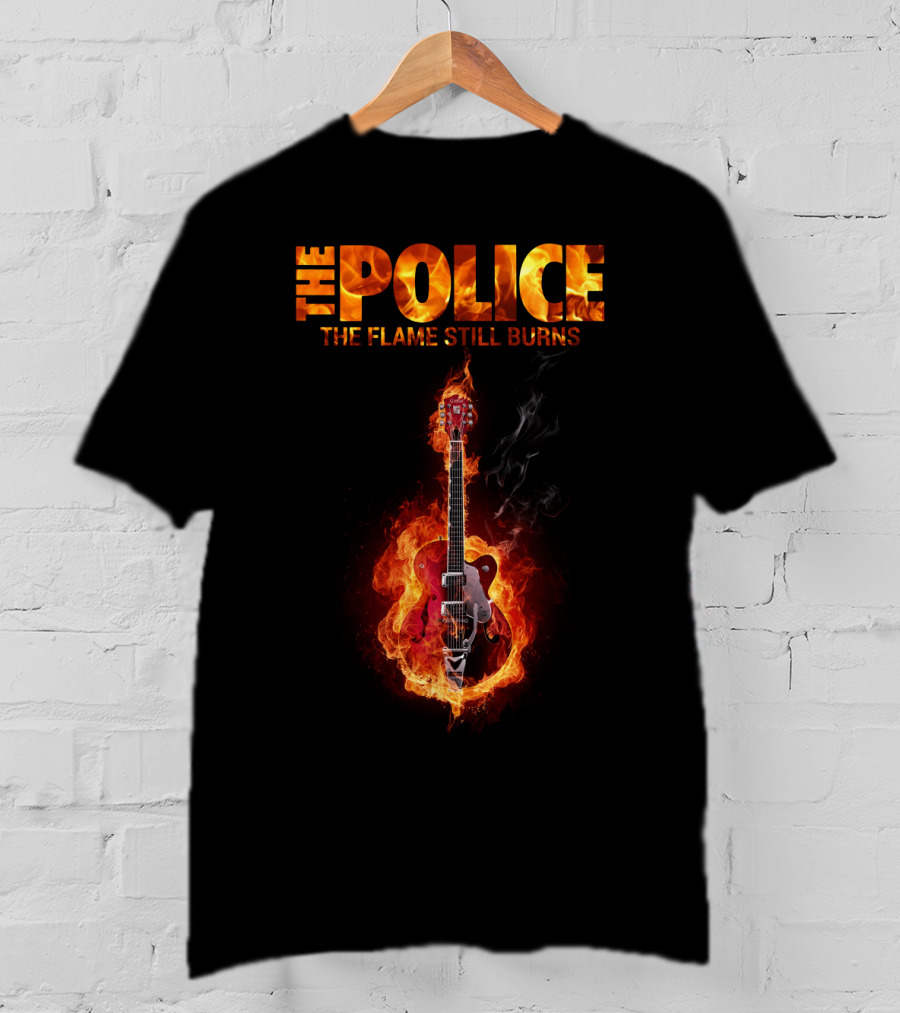The Police The Flame Still Burns Guitar Fire T-Shirt