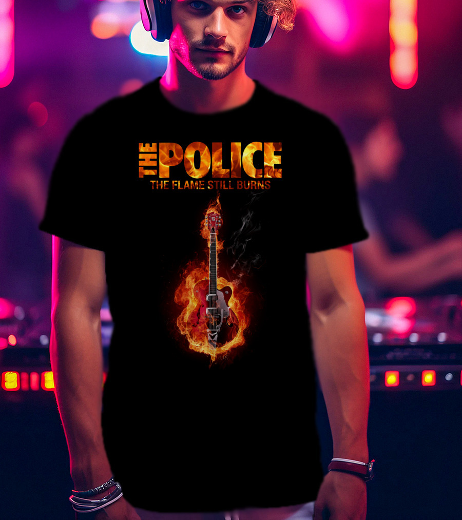 The Police The Flame Still Burns Guitar Fire T-Shirt