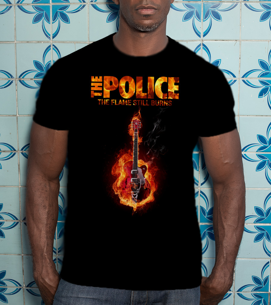 The Police The Flame Still Burns Guitar Fire T-Shirt