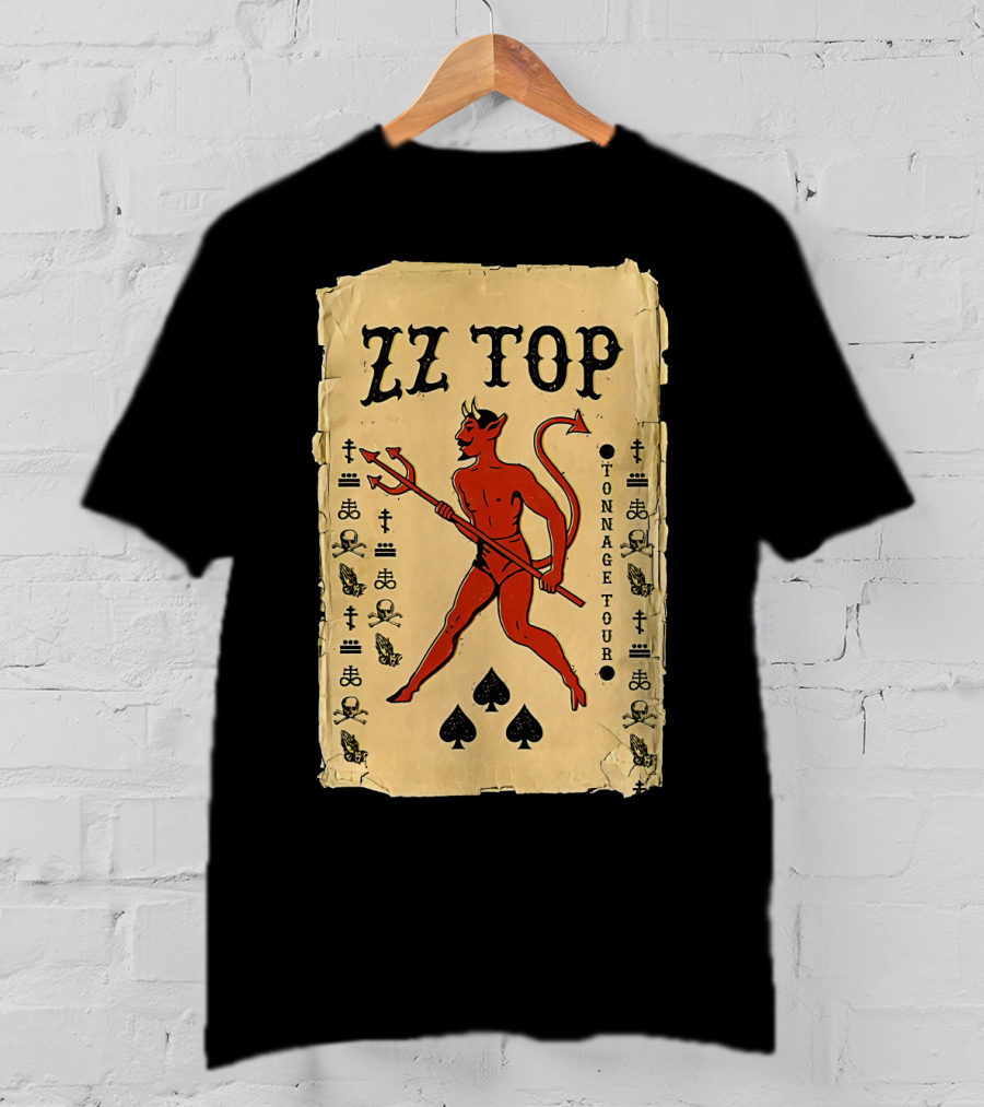 Zz Top Tonnage Tour Devil Playing Cards T-Shirt
