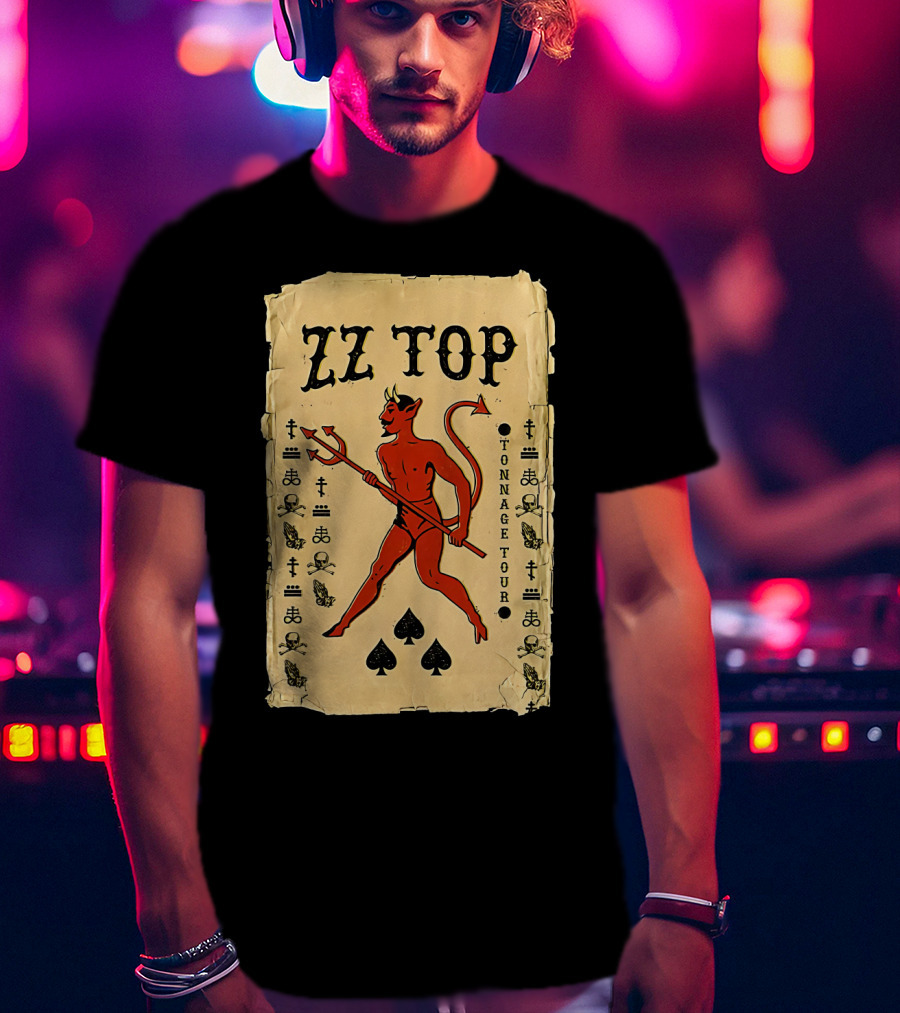Zz Top Tonnage Tour Devil Playing Cards T-Shirt