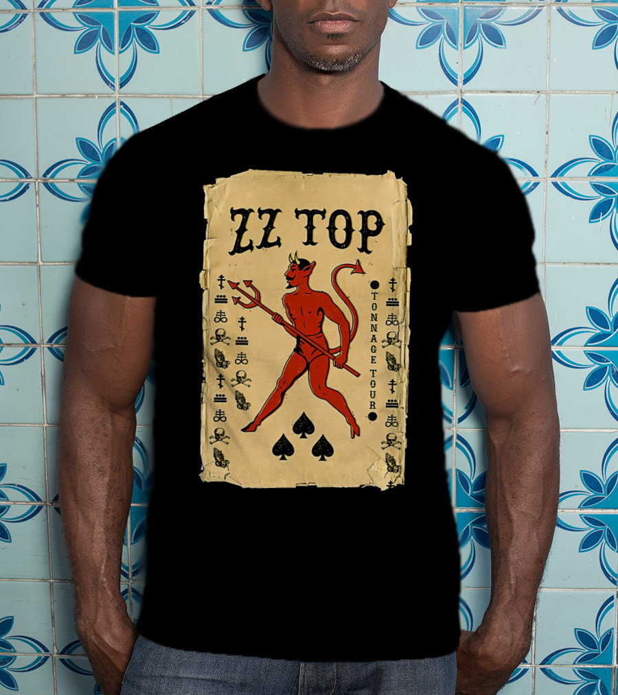 Zz Top Tonnage Tour Devil Playing Cards T-Shirt