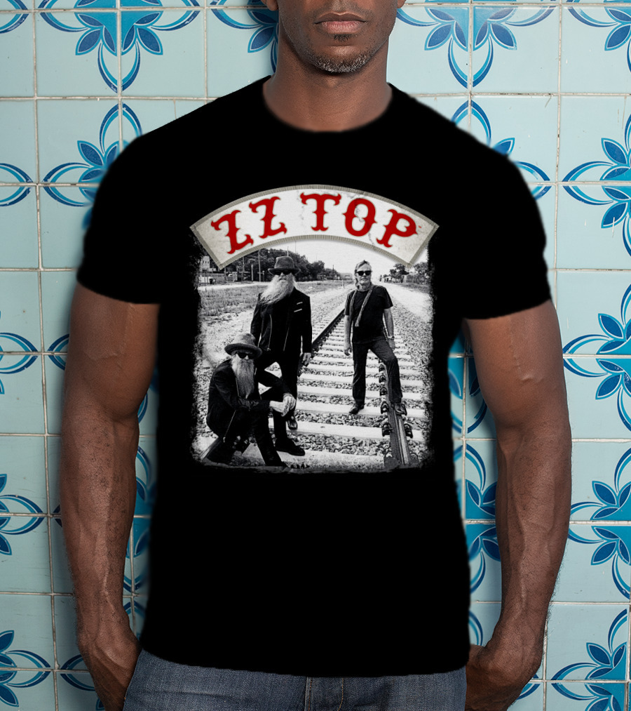 Zz Top Band On Railroad Tracks T-Shirt