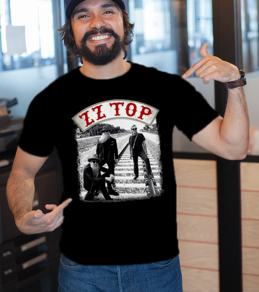 Zz Top Band On Railroad Tracks T-Shirt