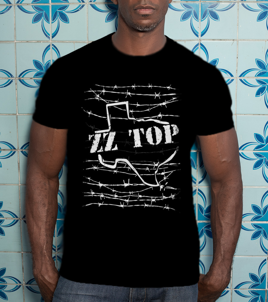 Zz Top Texas Barbed Wire State Silhouette T-Shirt