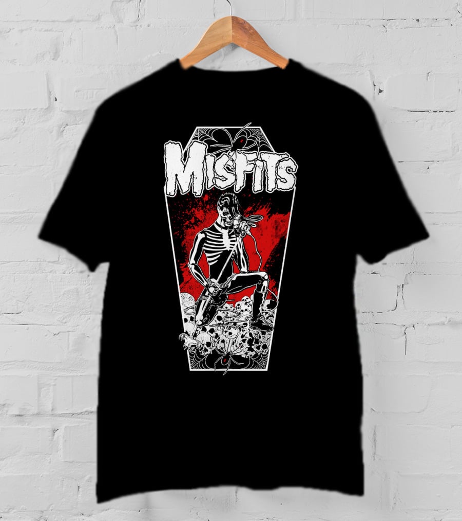 Misfits Coffin Skeleton Skulls Red Black T-Shirt
