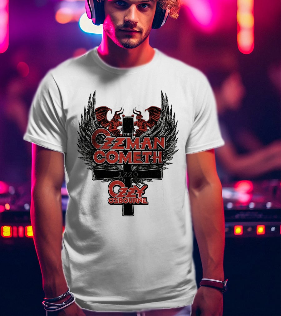 The Ozzman Cometh Ozzy Osbourne Oz 18 Winged Cross T-Shirt