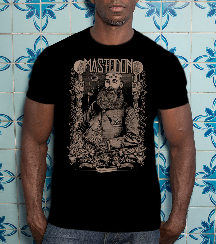 Mastodon Occult Bearded Figure With Candles And Skull T-Shirt