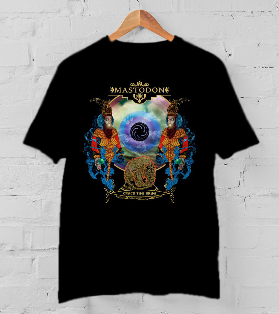 Mastodon Crack The Skye Psychedelic Album Art With Cosmic Figures And Spiral Symbol T-Shirt