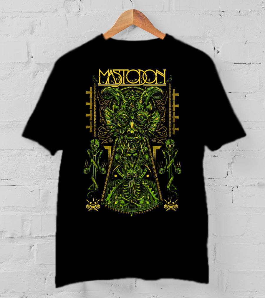 Mastodon Green Demonic Creature With Horns And Mystical T-Shirt
