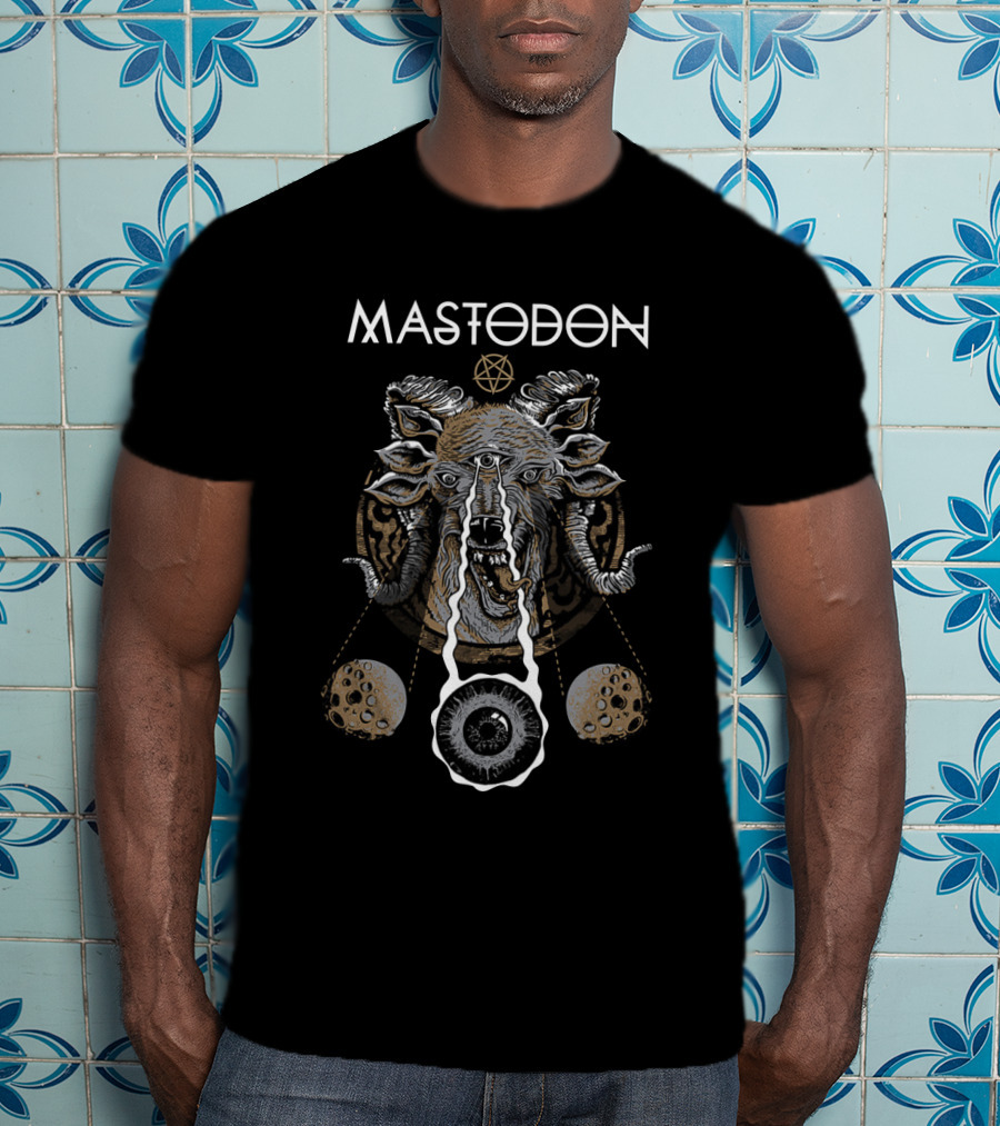 Mastodon Surreal Beast Pentagram Eye And Cosmic Elements T-Shirt