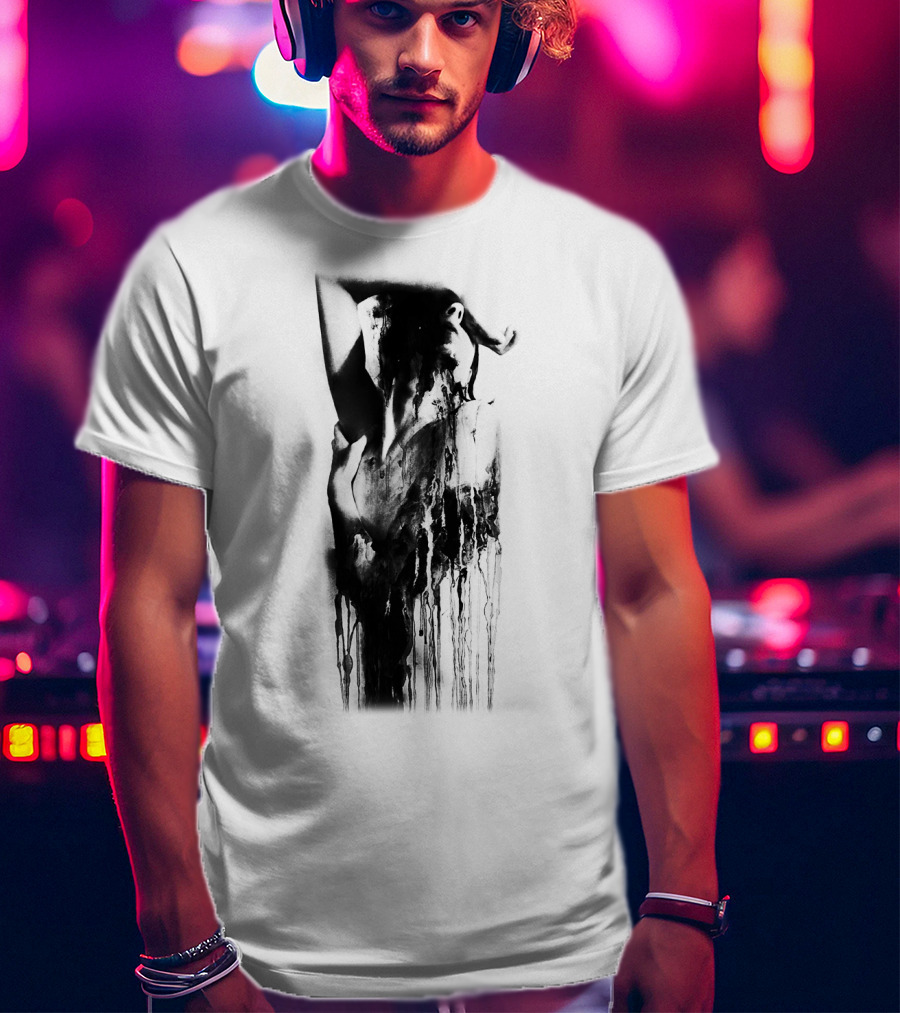 Inked Abstract Monochrome Figure T-Shirt