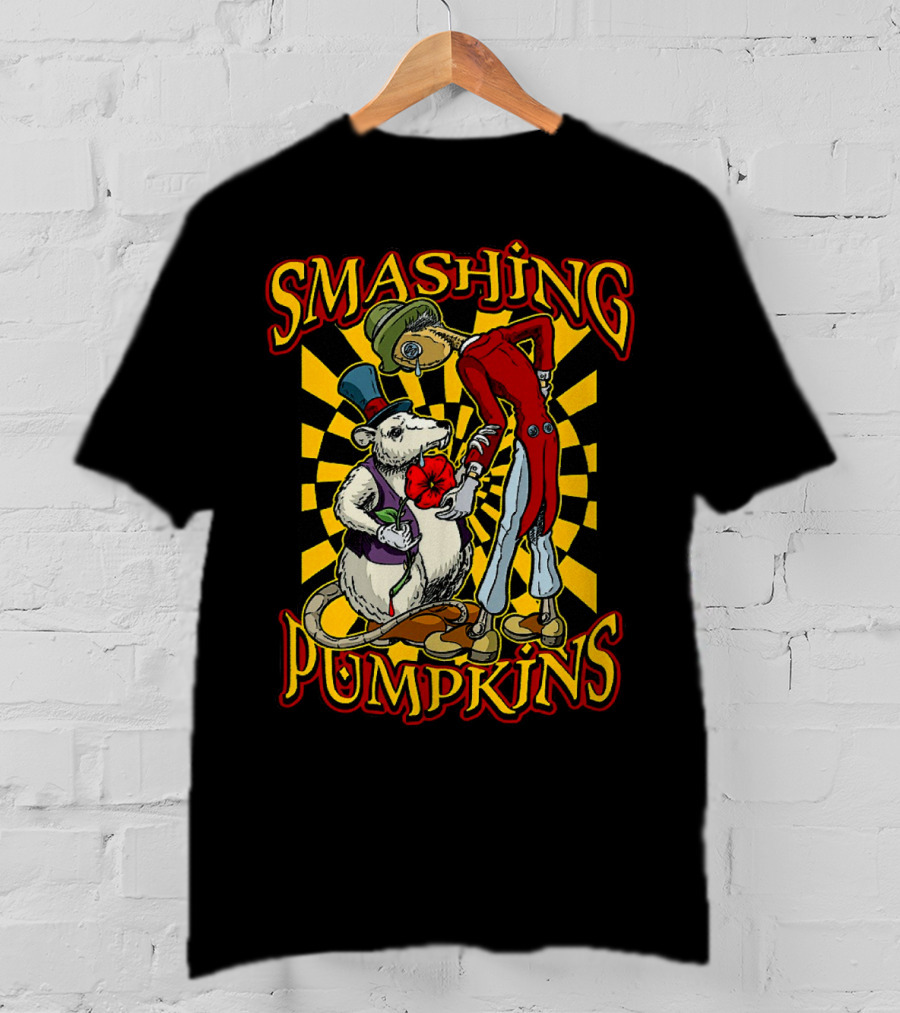 Smashing Pumpkins Alice In Wonderland Style Mad Hatter And White Rabbit T-Shirt