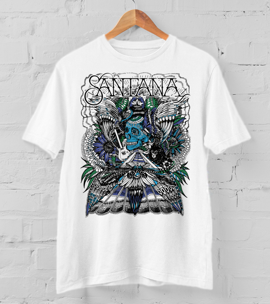 Santana Skull Guitar Art Stn T-Shirt