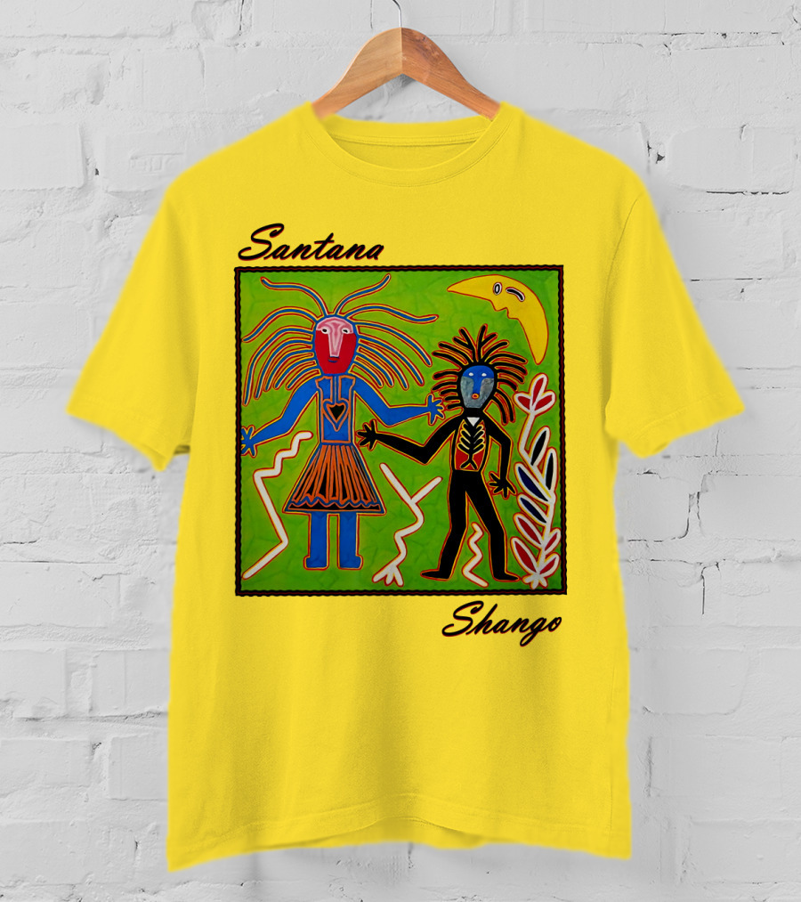 Santana Shango Colorful Tribal Art With Moon And Figures T-Shirt