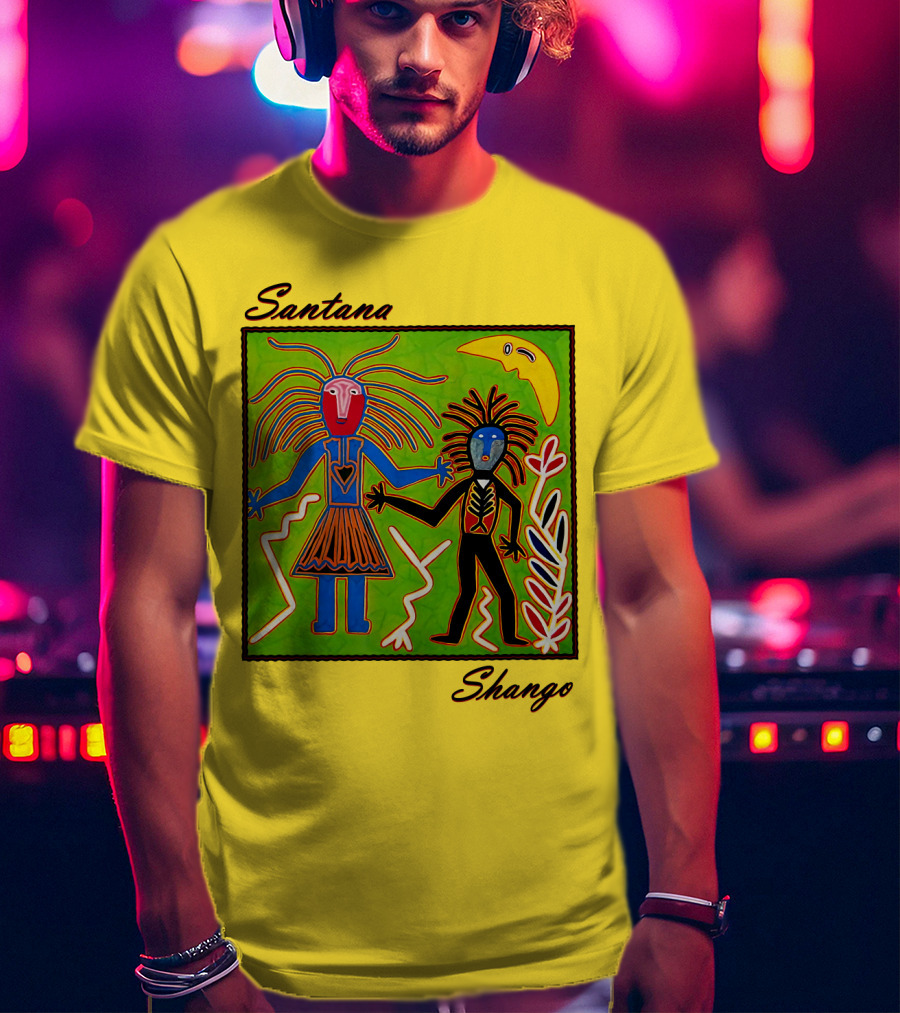Santana Shango Colorful Tribal Art With Moon And Figures T-Shirt