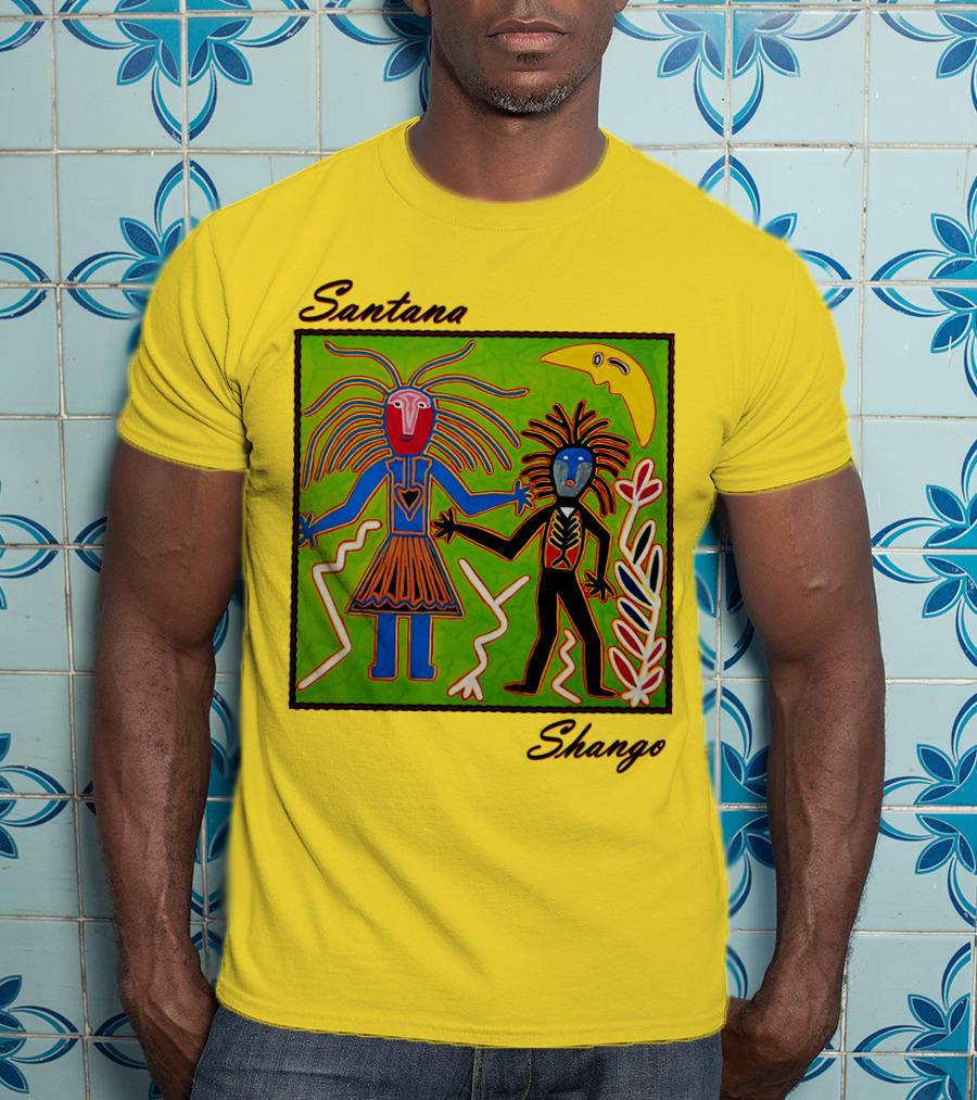 Santana Shango Colorful Tribal Art With Moon And Figures T-Shirt