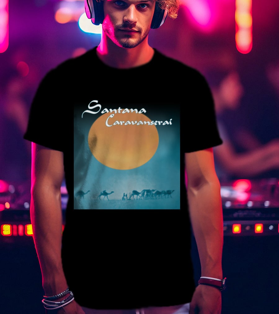 Santana Caravanserai Desert Caravan Under Orange Moon T-Shirt
