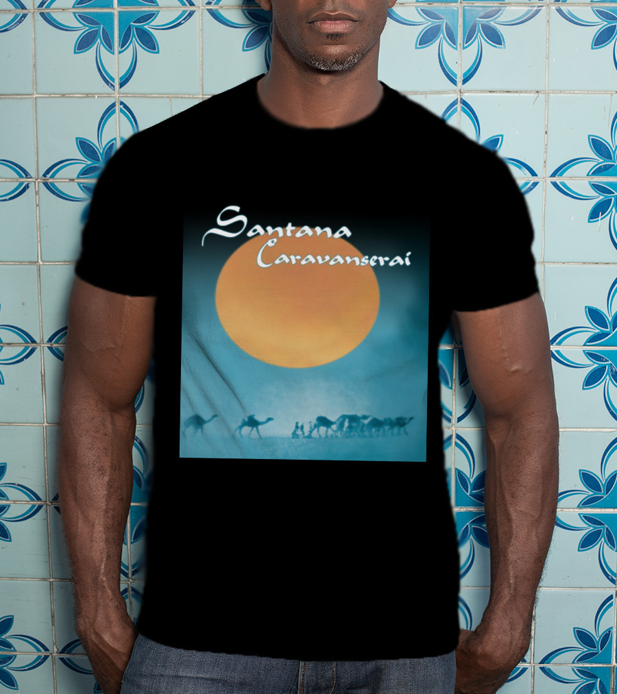 Santana Caravanserai Desert Caravan Under Orange Moon T-Shirt