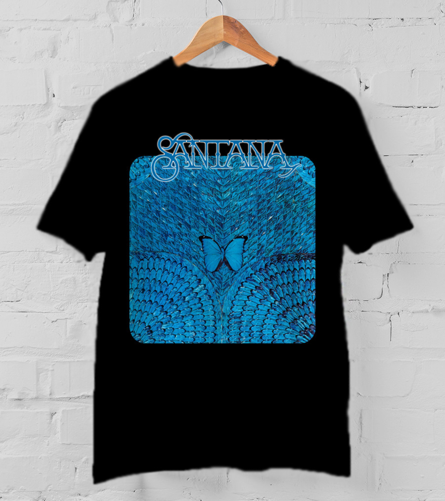 Santana Blue Butterfly And Feathers T-Shirt