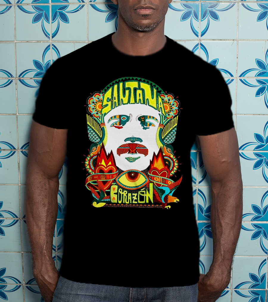 Santana Corazón Psychedelic Art Face T-Shirt